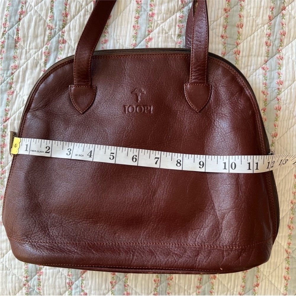 Vintage JOOP Brown Leather Shoulder Bag Full Zip Silver Hardware - Picture 8 of 15
